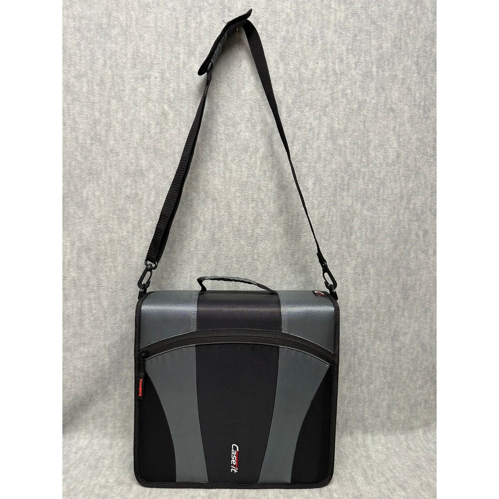 Case-it Zipper Binder Black Gray 3 Ring Expandable Shoulder Strap Handle